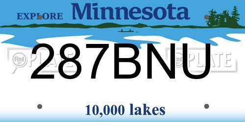 287BNU Minnesota License Plate