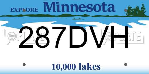 287DVH Minnesota License Plate