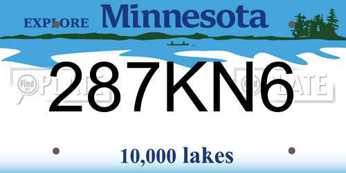 287KN6 Minnesota License Plate