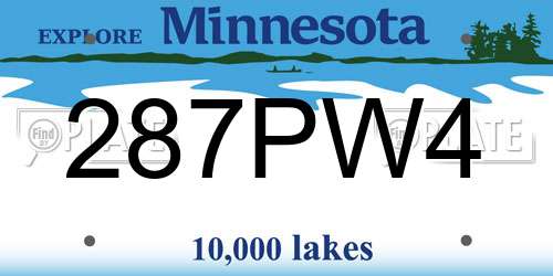 287PW4 Minnesota License Plate
