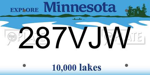 287VJW Minnesota License Plate