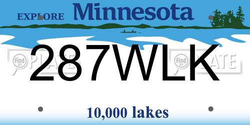287WLK Minnesota License Plate