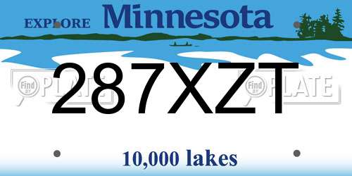 287XZT Minnesota License Plate