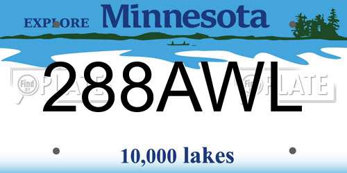 288AWL Minnesota License Plate