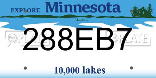288EB7 Minnesota License Plate