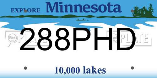 288PHD Minnesota License Plate