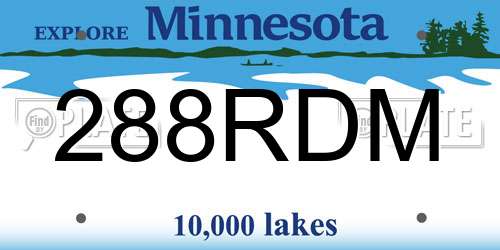 288RDM Minnesota License Plate