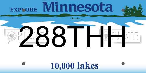 288THH Minnesota License Plate