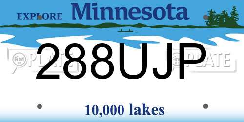 288UJP Minnesota License Plate