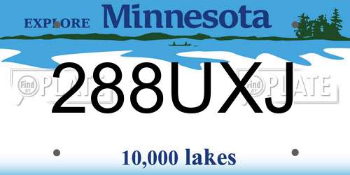 288UXJ Minnesota License Plate