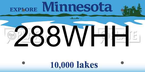 288WHH Minnesota License Plate