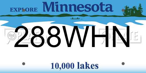 288WHN Minnesota License Plate