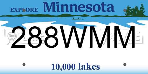 288WMM Minnesota License Plate