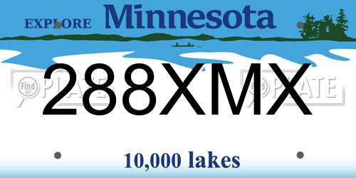288XMX Minnesota License Plate