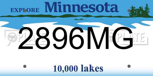2896MG Minnesota License Plate