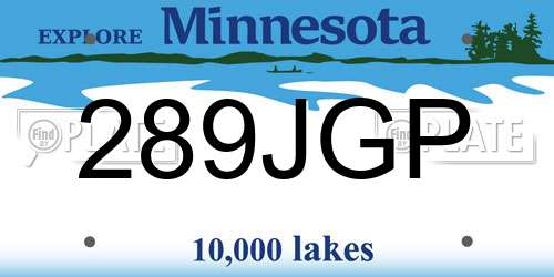 289JGP Minnesota License Plate