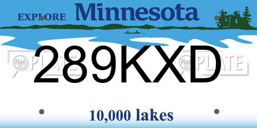 289KXD Minnesota License Plate