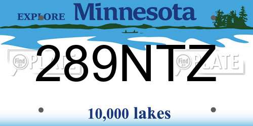 289NTZ Minnesota License Plate