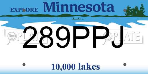 289PPJ Minnesota License Plate