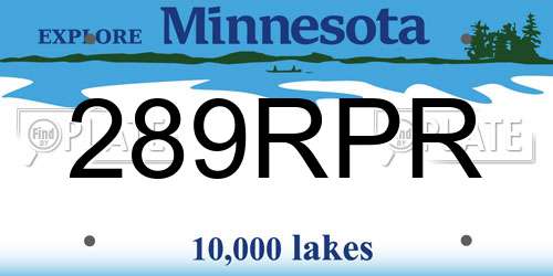 289RPR Minnesota License Plate