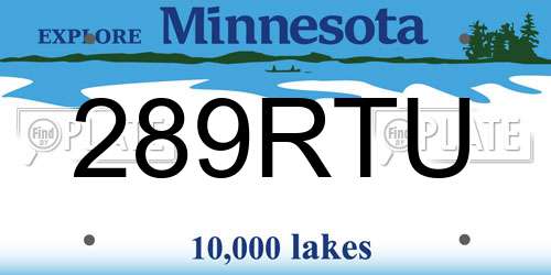289RTU Minnesota License Plate