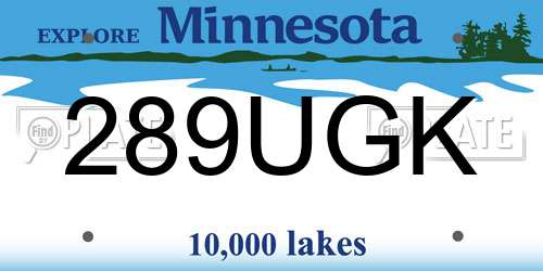 289UGK Minnesota License Plate