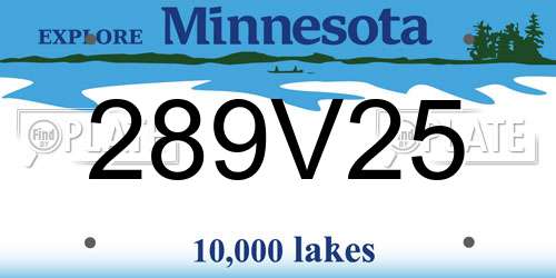 289V25 Minnesota License Plate