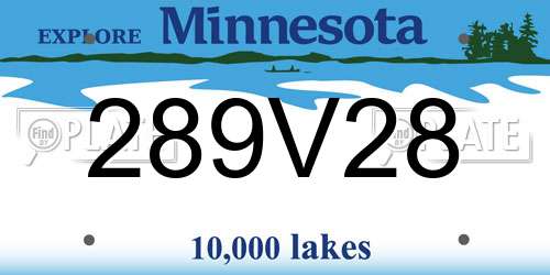 289V28 Minnesota License Plate