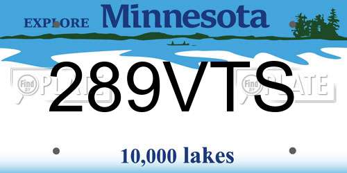 289VTS Minnesota License Plate