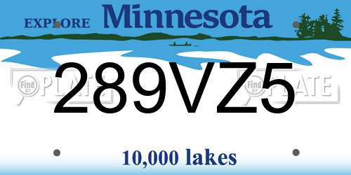 289VZ5 Minnesota License Plate