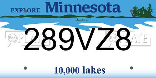 289VZ8 Minnesota License Plate