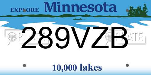 289VZB Minnesota License Plate