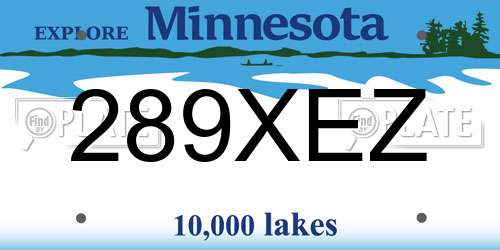 289XEZ Minnesota License Plate