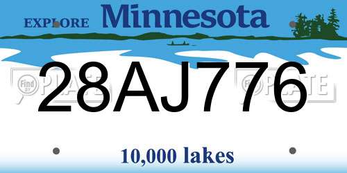 28AJ776 Minnesota License Plate