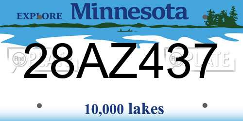 28AZ437 Minnesota License Plate