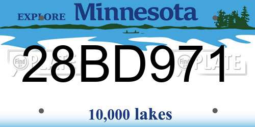 28BD971 Minnesota License Plate