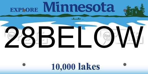 28BELOW Minnesota License Plate