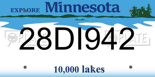 28DI942 Minnesota License Plate