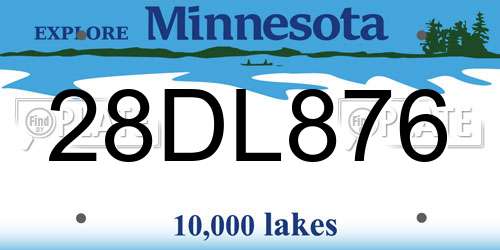 28DL876 Minnesota License Plate