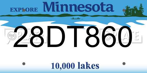28DT860 Minnesota License Plate
