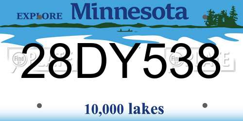 28DY538 Minnesota License Plate