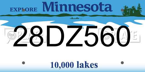 28DZ560 Minnesota License Plate
