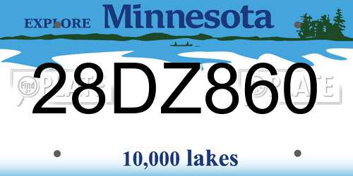 28DZ860 Minnesota License Plate