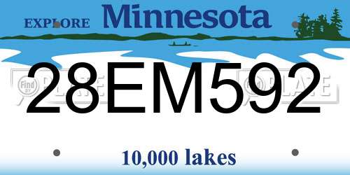 28EM592 Minnesota License Plate