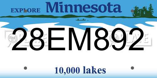 28EM892 Minnesota License Plate