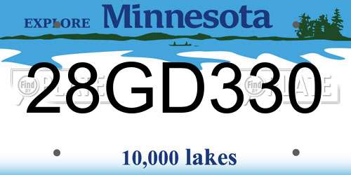 28GD330 Minnesota License Plate