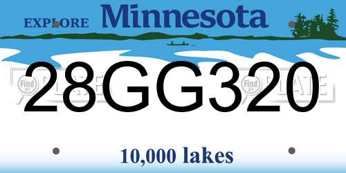 28GG320 Minnesota License Plate