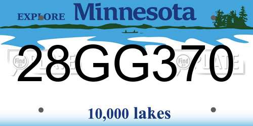 28GG370 Minnesota License Plate