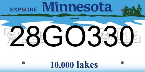 28GO330 Minnesota License Plate