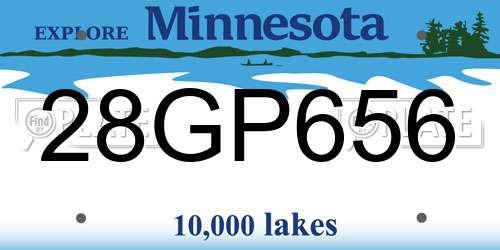 28GP656 Minnesota License Plate